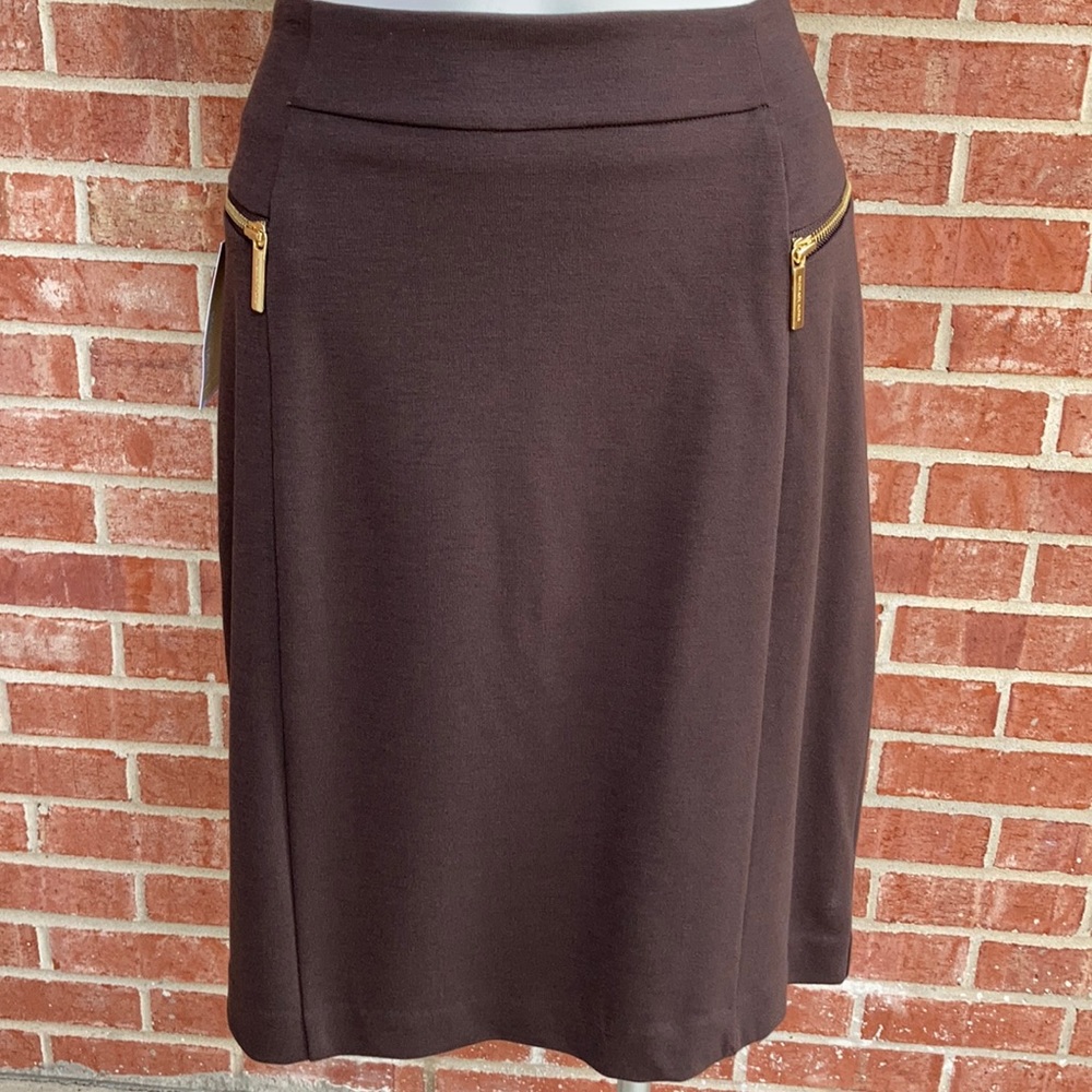 Michael Kors Brown Stretch Tailored Pencil Skirt